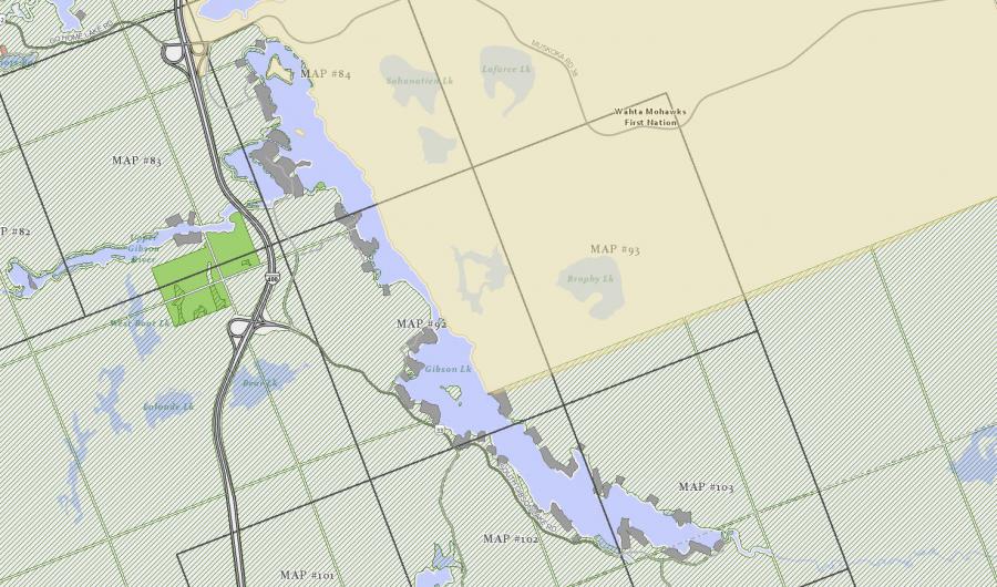 Zoning Map of Gibson Lake in Municipality of Georgian Bay and the District of Muskoka